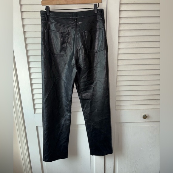 Aritzia Wilfred Melina Vegan Leather Pants Black Size 10 High Rise Straight Leg - Picture 4 of 6